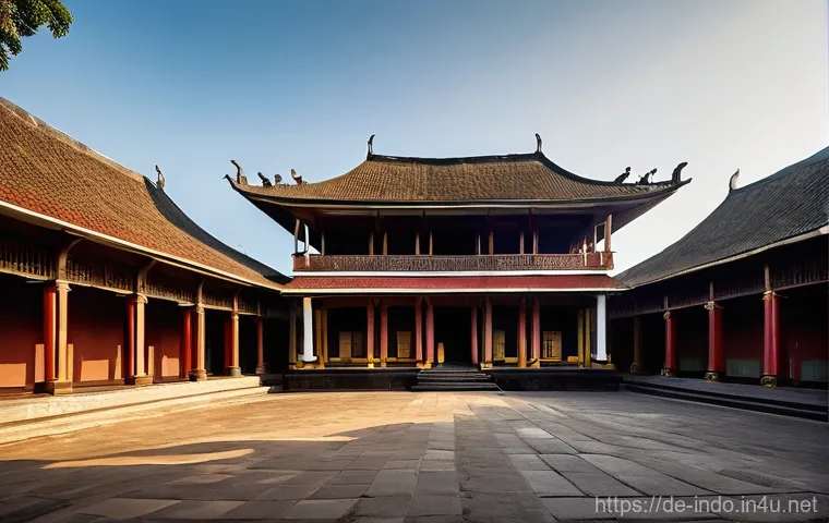 족자카르타 크라톤 궁전 - **"A majestic panoramic view of the Kraton's grand entrance and central courtyard in Yogyakarta, bat...