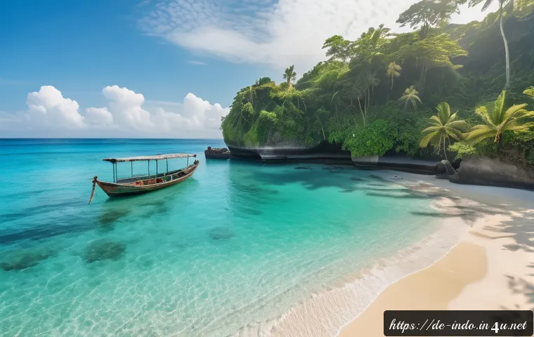 발리의 신혼여행 추천 - A serene hidden beach in Bali at sunrise, featuring crystal-clear turquoise water gently lapping aga...