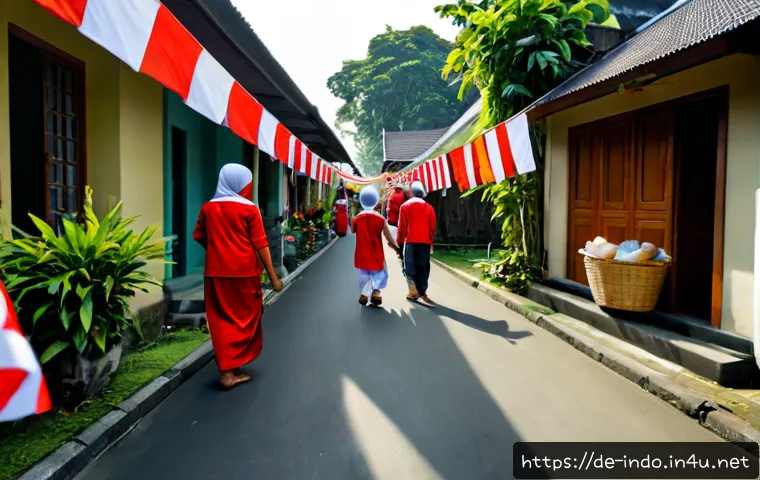 인도네시아의 독립 기념일 - Photorealistic Indonesian Independence Day neighborhood celebration, a multigenerational Indonesian ...
